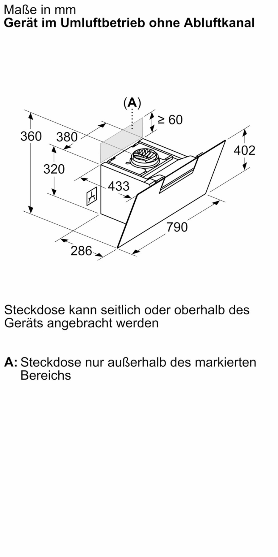 Siemens LC87KFN60 Dunstabzug Kamin schräg 80 cm 