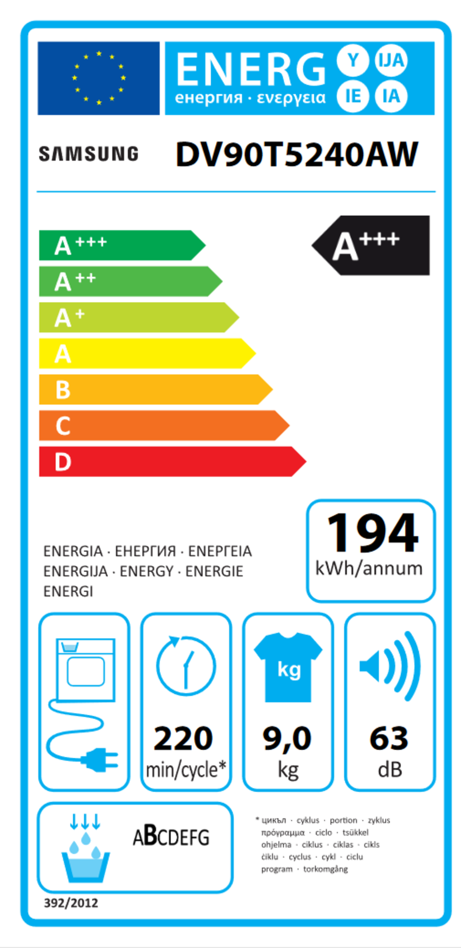 Samsung DV90T5240AW Wärmepumpentrockner 9kg A+++ 