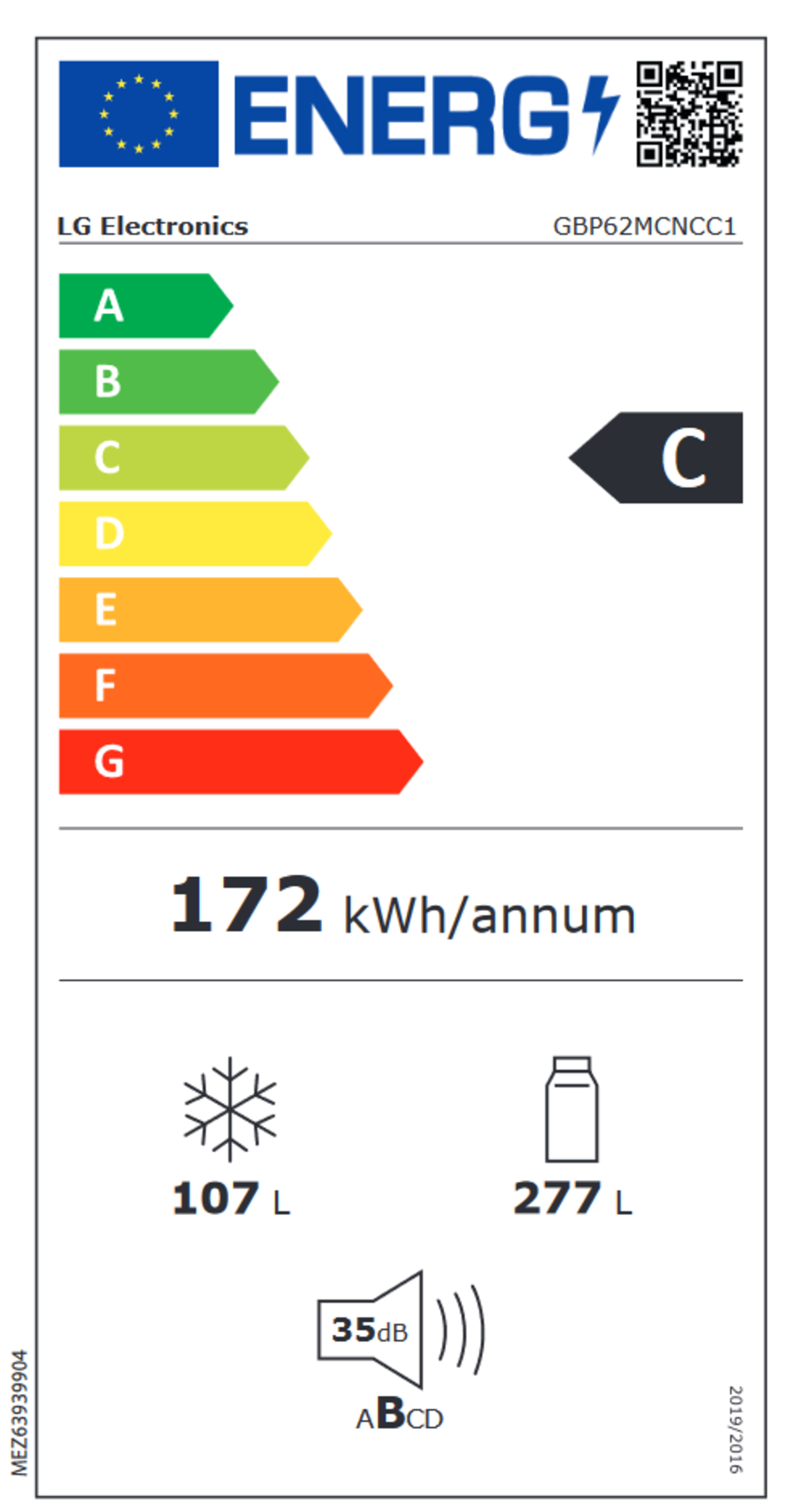 LG GBP62MCNCC1 Kühl-Gefrierkombination | 384 Liter  Energieeffizienzklasse C | Matte Black | 203cm hoch |
