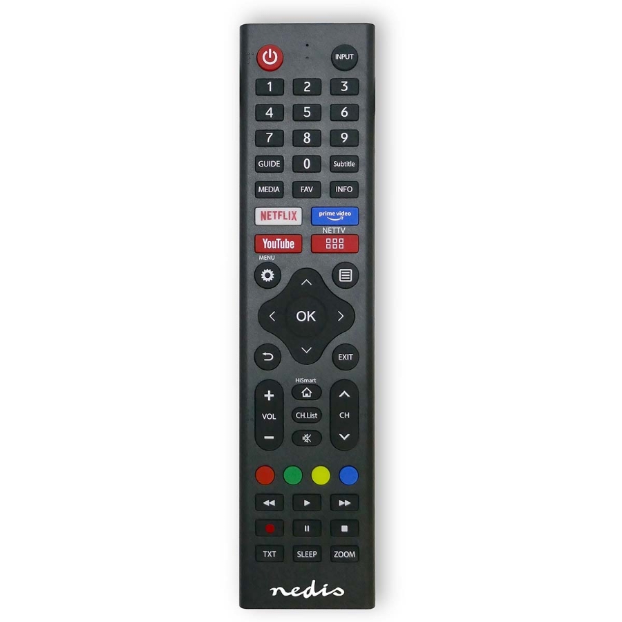 Nedis TVRC45HIBK Ersatz Fernbedienung Passend für: Hi-Sense Vorprogrammiert | 1 Gerät | Amazon Prime / Disney + Button 