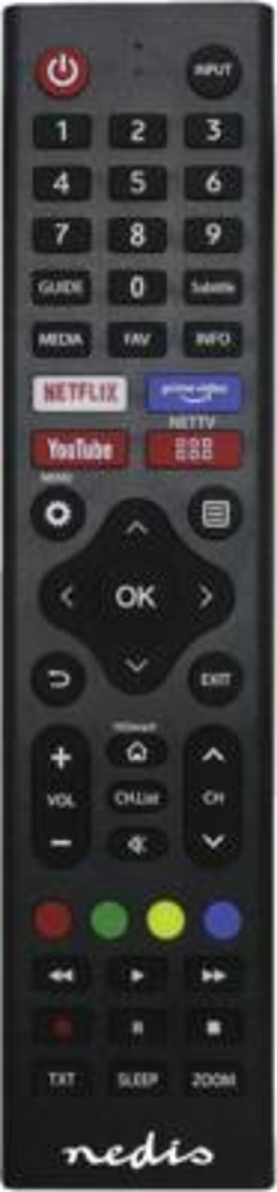Nedis TVRC45HIBK Ersatz Fernbedienung Passend für: Hi-Sense Vorprogrammiert | 1 Gerät | Amazon Prime / Disney + Button 