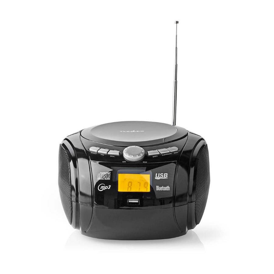 Nedis SPBB100BK CD-Player Boombox Batteriebetrieben / Netzstromversorgung | Stereo | 9 W 