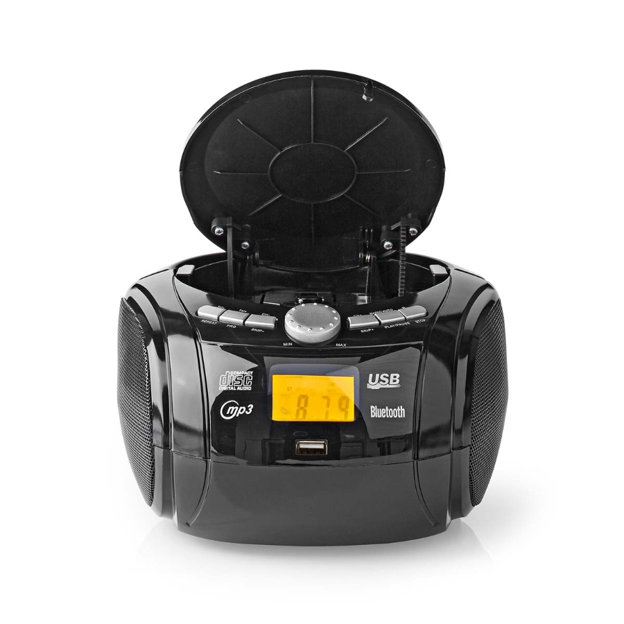 Nedis SPBB100BK CD-Player Boombox Batteriebetrieben / Netzstromversorgung | Stereo | 9 W 