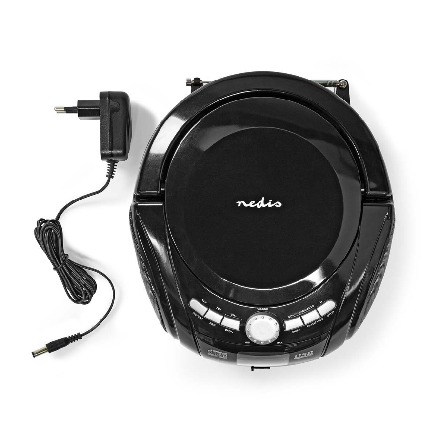 Nedis SPBB100BK CD-Player Boombox Batteriebetrieben / Netzstromversorgung | Stereo | 9 W 