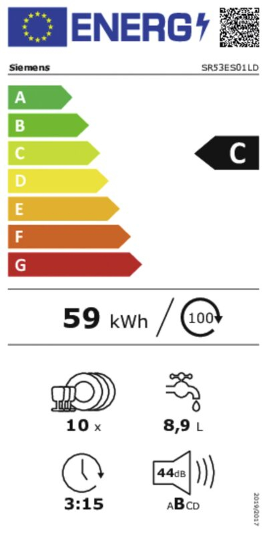 Siemens SR53ES01LD  Geschirrspüler Einbau teilintegriert  45 cm Edelstahl/schwarz