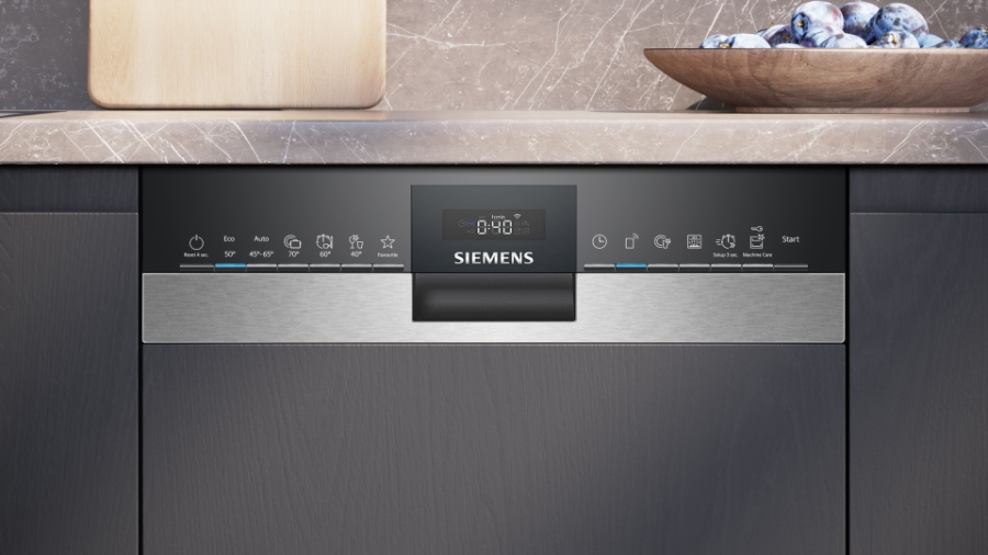 Siemens SR55ZS10ME Geschirrspüler Einbau teilintegriert 45 cm mit Besteckschublade ,Zeolith