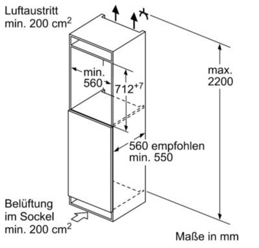 Bosch GiV11ADC0 Einbau-Gefrierschrank 72cm Nische Festtür(Flachscharnier)