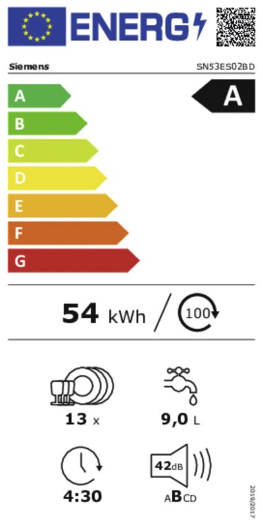 Siemens SN53ES02BD Geschirrspüler Einbau teilintegriert 60cm 