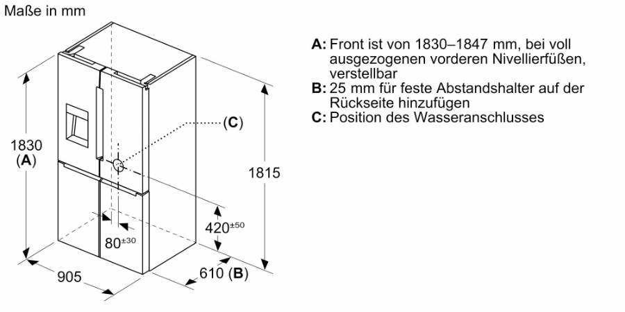Bosch KFD96APEA Multi Door  183 x 90.5 cm Gebürsteter Stahl 