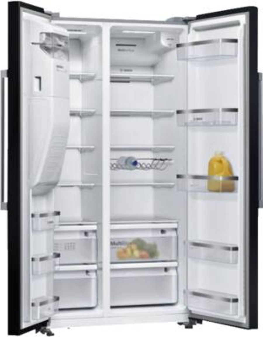 Bosch KAD93ABEP Side by Side 178.7 x 90.8 cm, Schwarz NoFrost,Eis- und Wasserspender mit Wasseranschluss