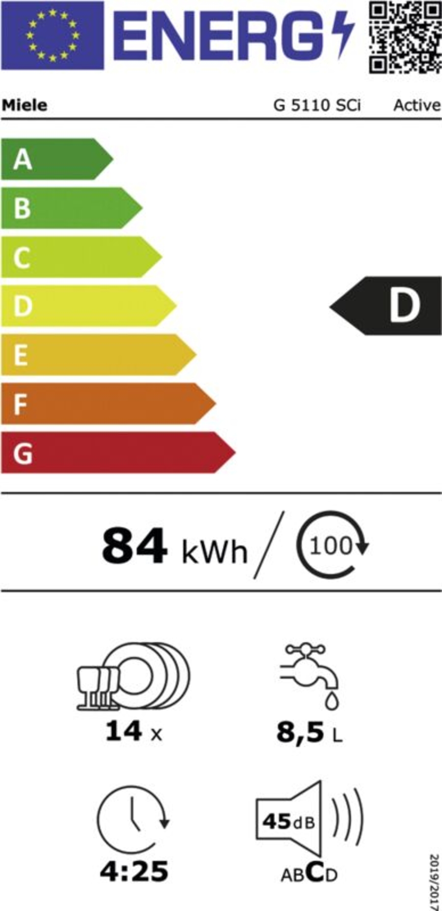 Miele G 5110 SCi Active Geschirrspüler EInbau 60cm teilintegriert Edelstahl
