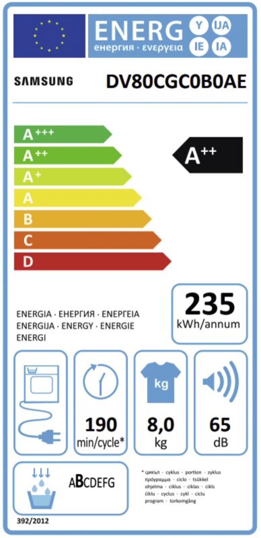 Samsung DV80CGC0B0AEEG  Wärmepumpentrockner 8kg A++ 