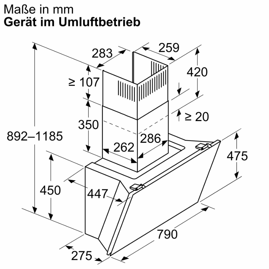 Siemens LC81KAN60 iQ500, Wandesse, 80 cm, Klarglas schwarz bedruckt 