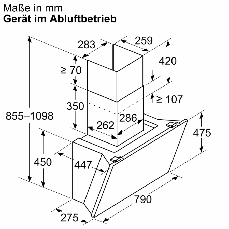 Siemens LC81KAN60 iQ500, Wandesse, 80 cm, Klarglas schwarz bedruckt 
