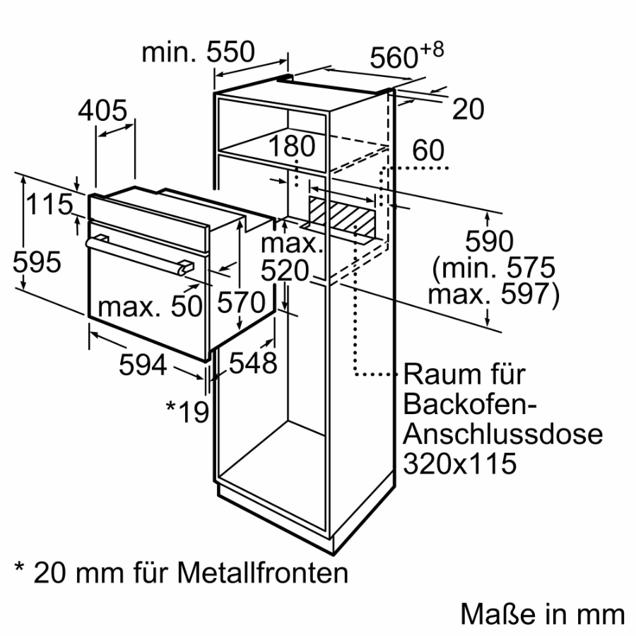 Siemens HE010FBA0 iQ100, Einbau-Herd, 60 x 60 cm Schwarz, Edelstahl