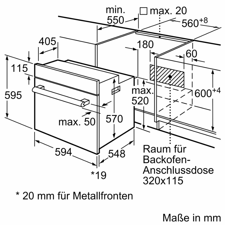 Siemens HE010FBA0 iQ100, Einbau-Herd, 60 x 60 cm Schwarz, Edelstahl