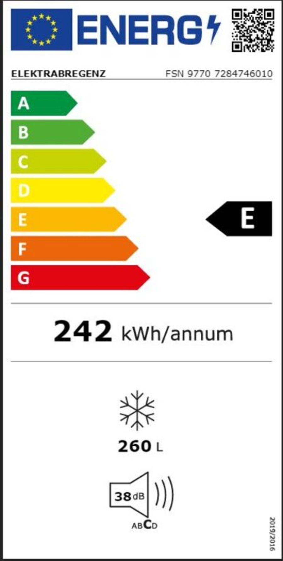 Elektrabregenz FSN9770 Gefrierschrank Stand NoFrost 171 cm 5 Jahregarantie bei der Online Registrierung