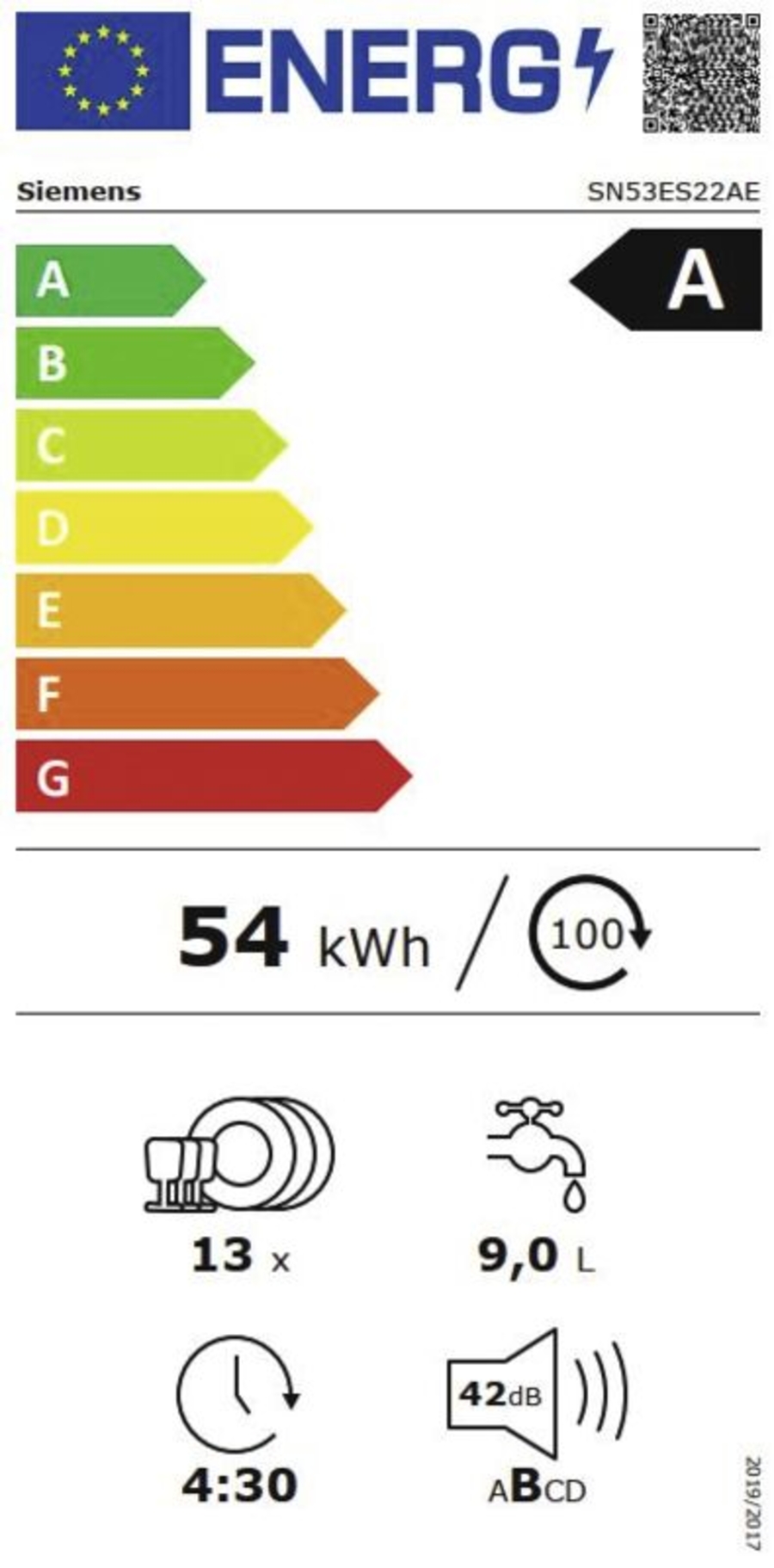 Siemens SN53ES22AE Geschirrspüler Einbau teilintegriert 60 cm 