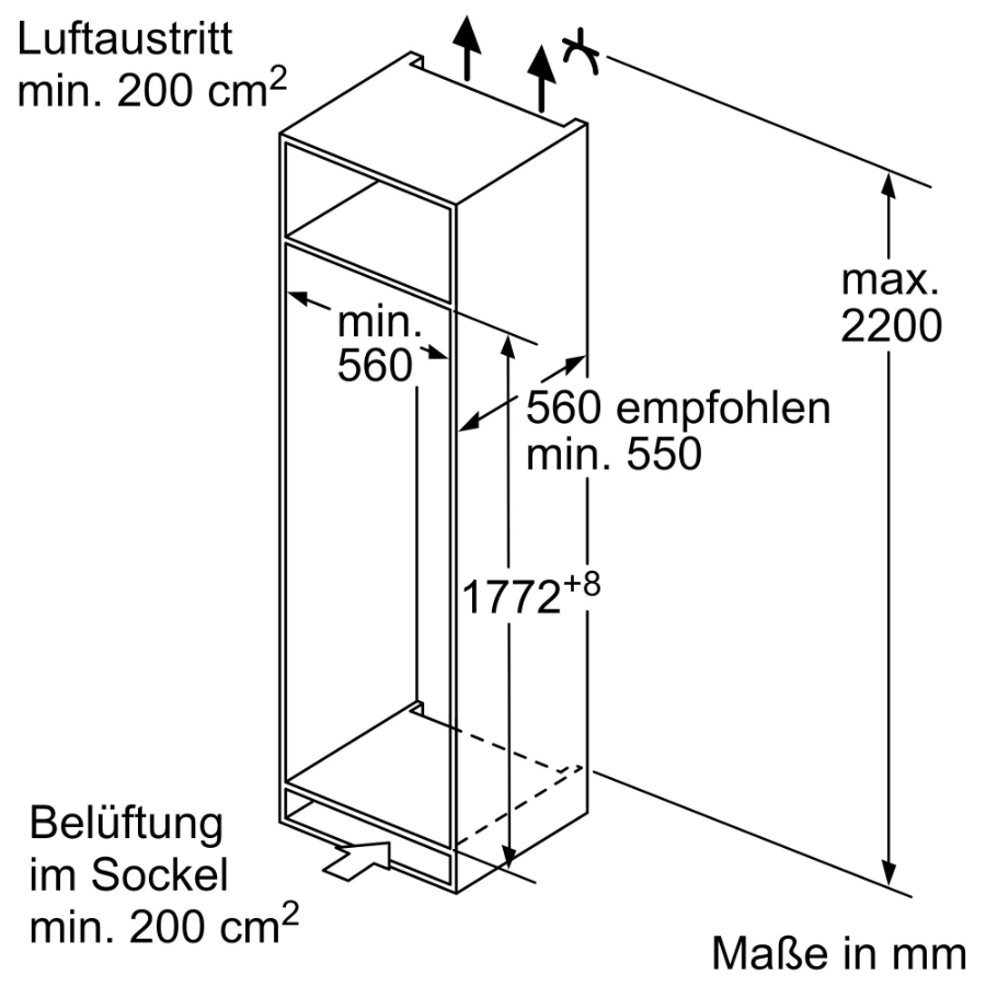 Siemens KI81RADD0 Einbau-Kühlschrank, 177.5 x 56 cm, Flachscharnier  (Festtürtechnik) mit Softeinzug