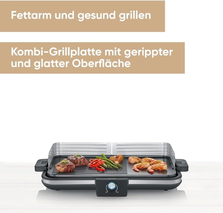 Severin PG 8564 Tischgrill, Plancha, 2300 Watt, stufenlose  Temperatureinstellung, 50x30 cm