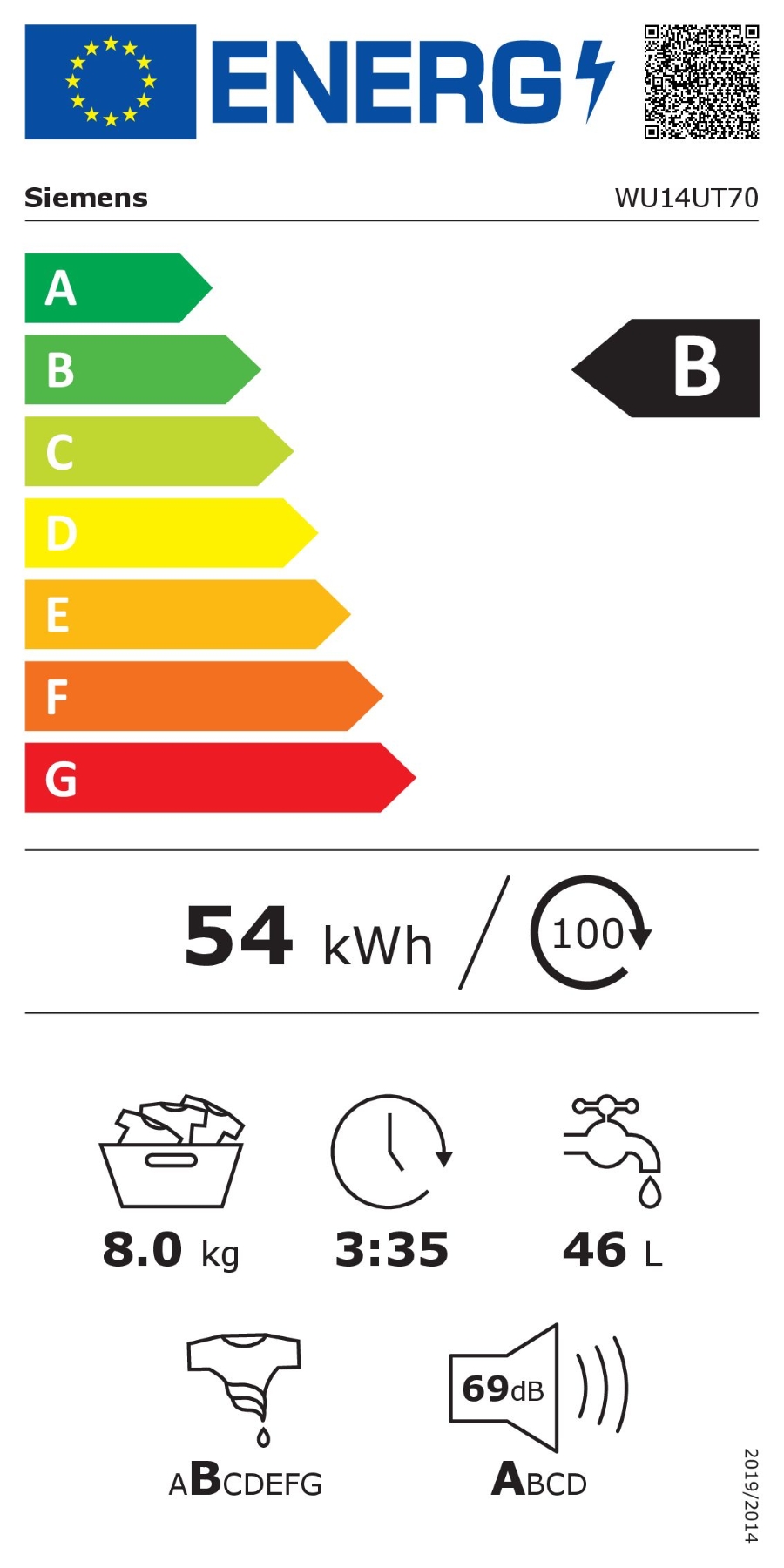 Siemens WU14UT70 iQ500, Waschmaschine, unterbaufähig - Frontlader, 8 kg, 1400 U/min.