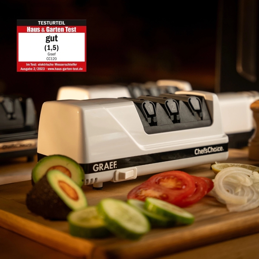 Graef CC 80 Allesschärfer Weiss-Schwarz 20° Schleifwinkel, 2-Phasen-Schliff