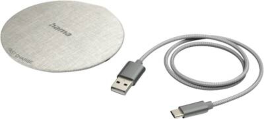 Hama 201679 Wireless Charger "QI-FC10 Metal", 10 W, kabelloses Smartphone-Ladepad, Weiß