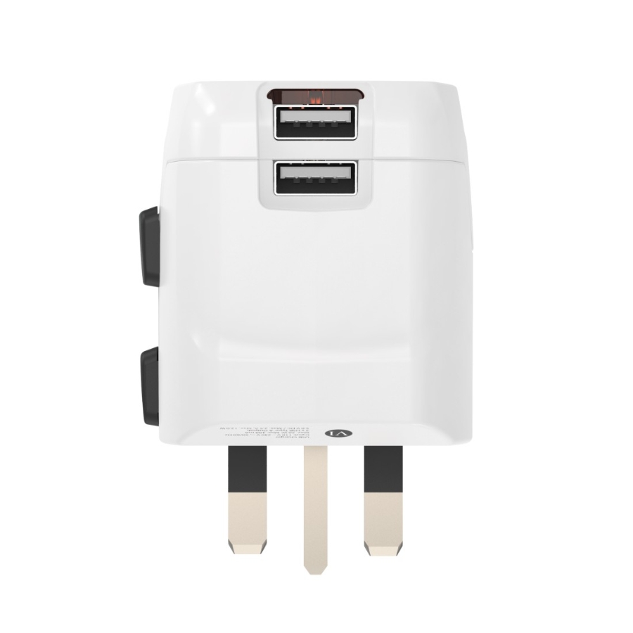 Hama 223474 Weltreiseadapter Set "World Travel Pro Light  USB", 3-polig, 2x USB Reisestecker