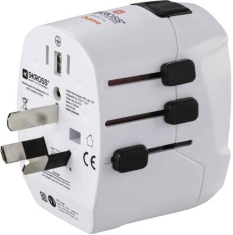 Hama 223474 Weltreiseadapter Set "World Travel Pro Light  USB", 3-polig, 2x USB Reisestecker