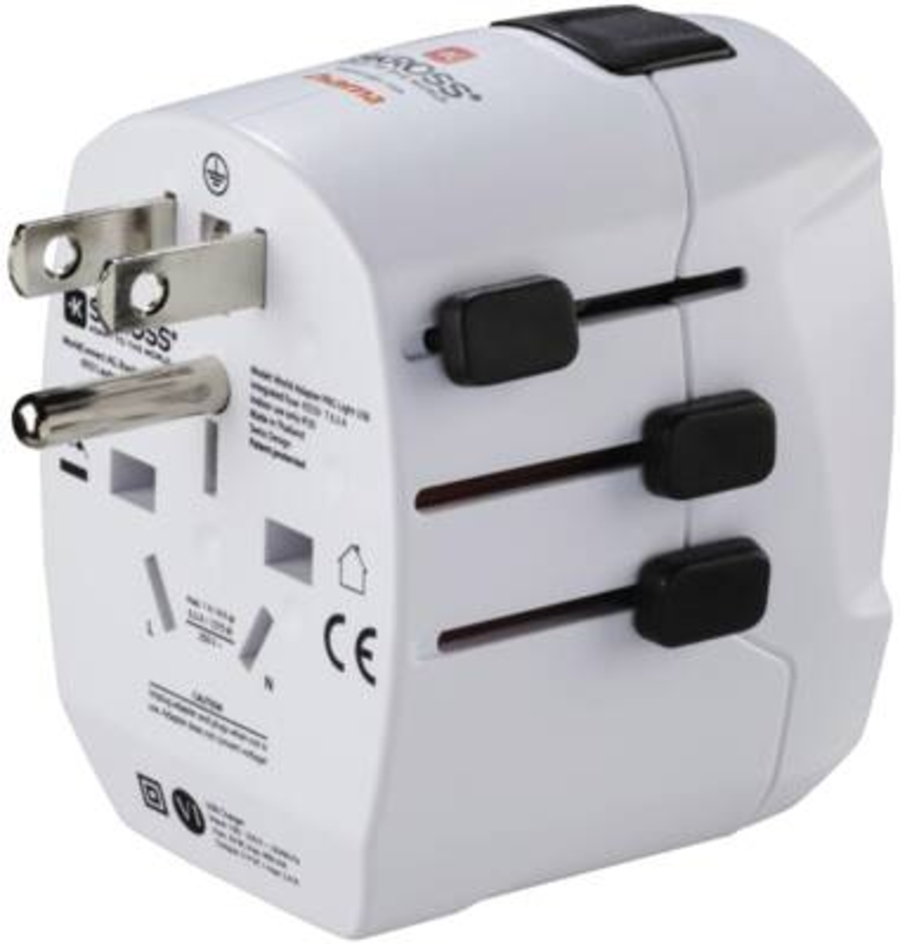 Hama 223474 Weltreiseadapter Set "World Travel Pro Light  USB", 3-polig, 2x USB Reisestecker