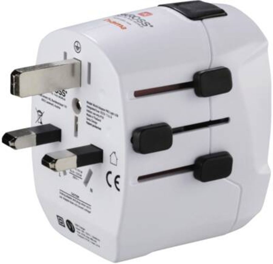 Hama 223474 Weltreiseadapter Set "World Travel Pro Light  USB", 3-polig, 2x USB Reisestecker