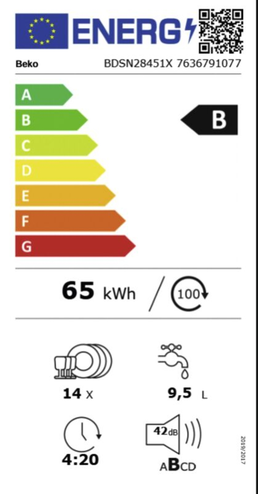 Beko BDSN28451X Geschirrspüler Einbau teilintegriert 60cm 