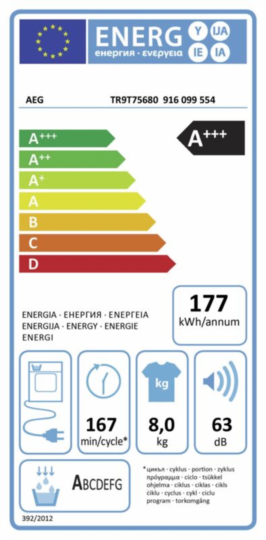 AEG LAVATHERM TR9T75680 Wärmepumpentrockner  Stand 8 kg 