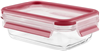 513918 Frischhaltedose mit Deckel, Glas, Rechteckig, Volumen 0,5 Liter, Transparent/Rot, Clip & Close