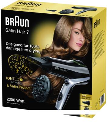 Braun Personal Care HD730 Satin Hair 7 mit Diffusor Aufsatz IONTEC Technologie 4210201099307
