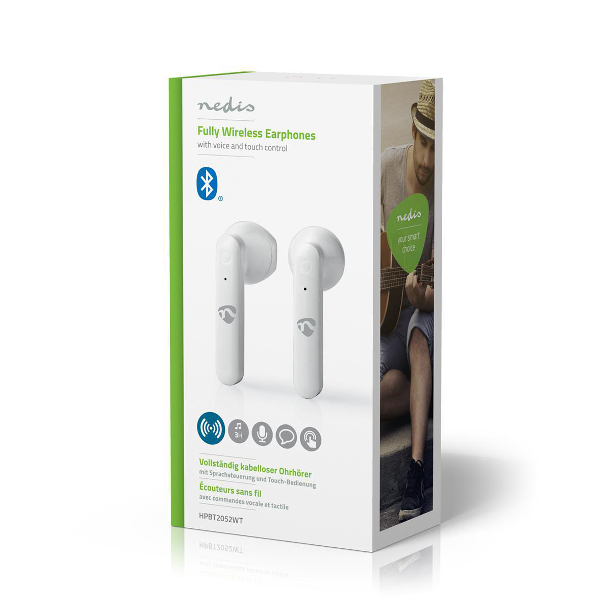 Nedis HPBT2052WT Vollständig drahtlose Kopfhörer Bluetooth®  max. Batteriespielzeit: 2.5 hrs  Berührungssteuerung 