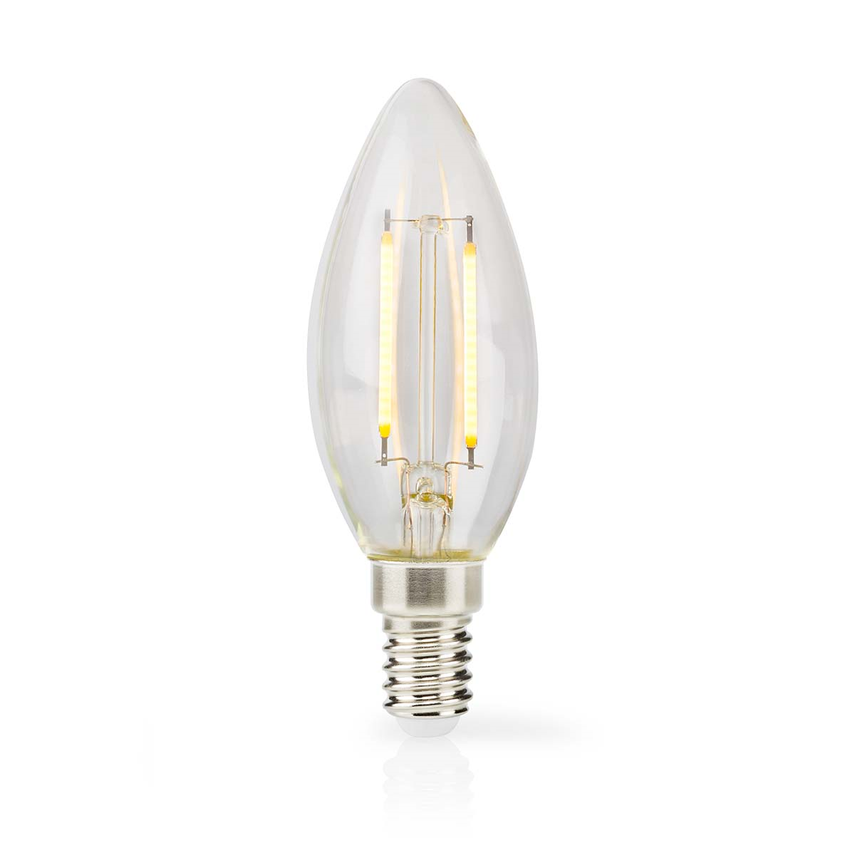 Nedis LBFE14C351 LED-Filament-Lampe E14 Kerze | 2 W | 250 lm | 2700 K | Warmweiss | 1 Stück | Klar
