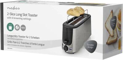 Nedis KABT310EAL Toaster Edelstahl Serie | 1 Steckplätz | Bräunungsstufen: 6 