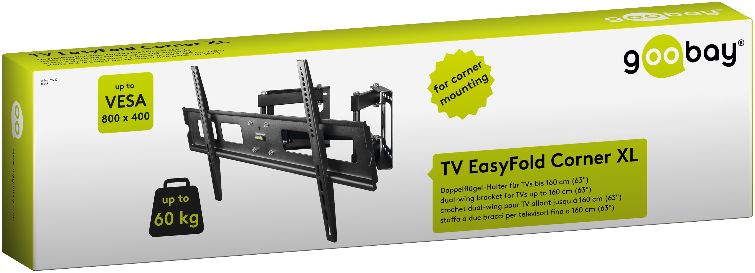 Goobay 69242 TV EasyFold Corner XL  Doppelflügel-Wandhalter für TVs bis 160 cm