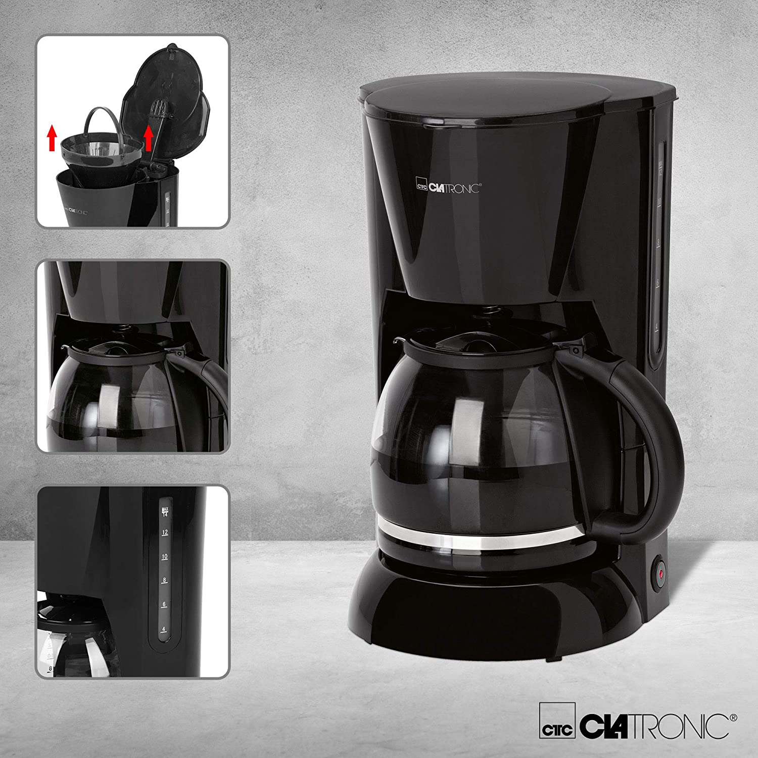 Clatronic KA 3473  Filterkaffeemaschine Für 12–14 Tassen Kaffee