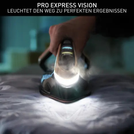 Tefal GV9820 Pro Express Vision Dampfbügelstation Schwarz/Braun Smart LED-Leuchte am Bügeleisen, leistungsstarker 9-Bar