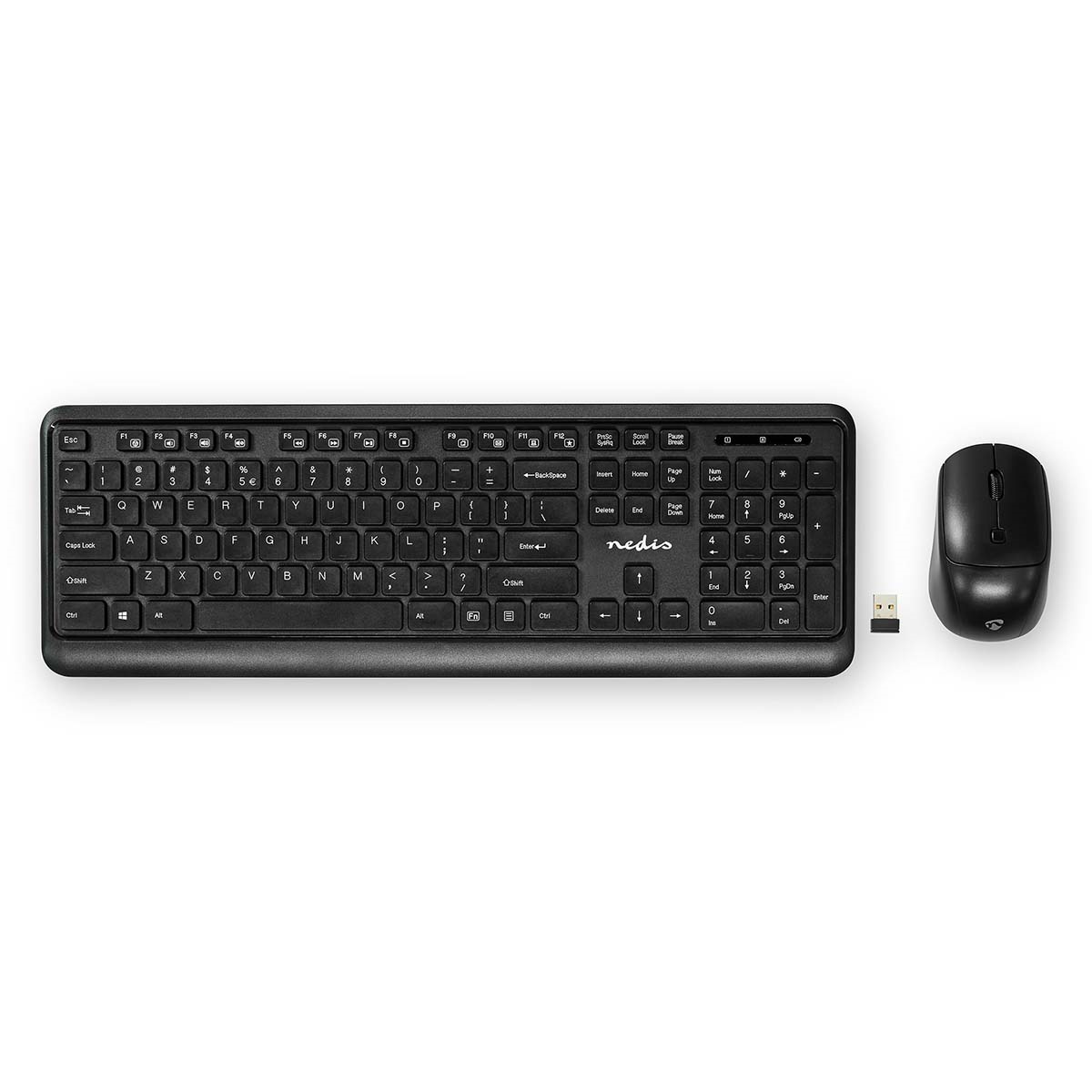 Nedis KBMCW100BKUS Maus und Tastatur-Set Wireless QWERTY | US!! Maus- und Tastaturverbindung: USB | 800 / 1200 / 1600 dpi | 