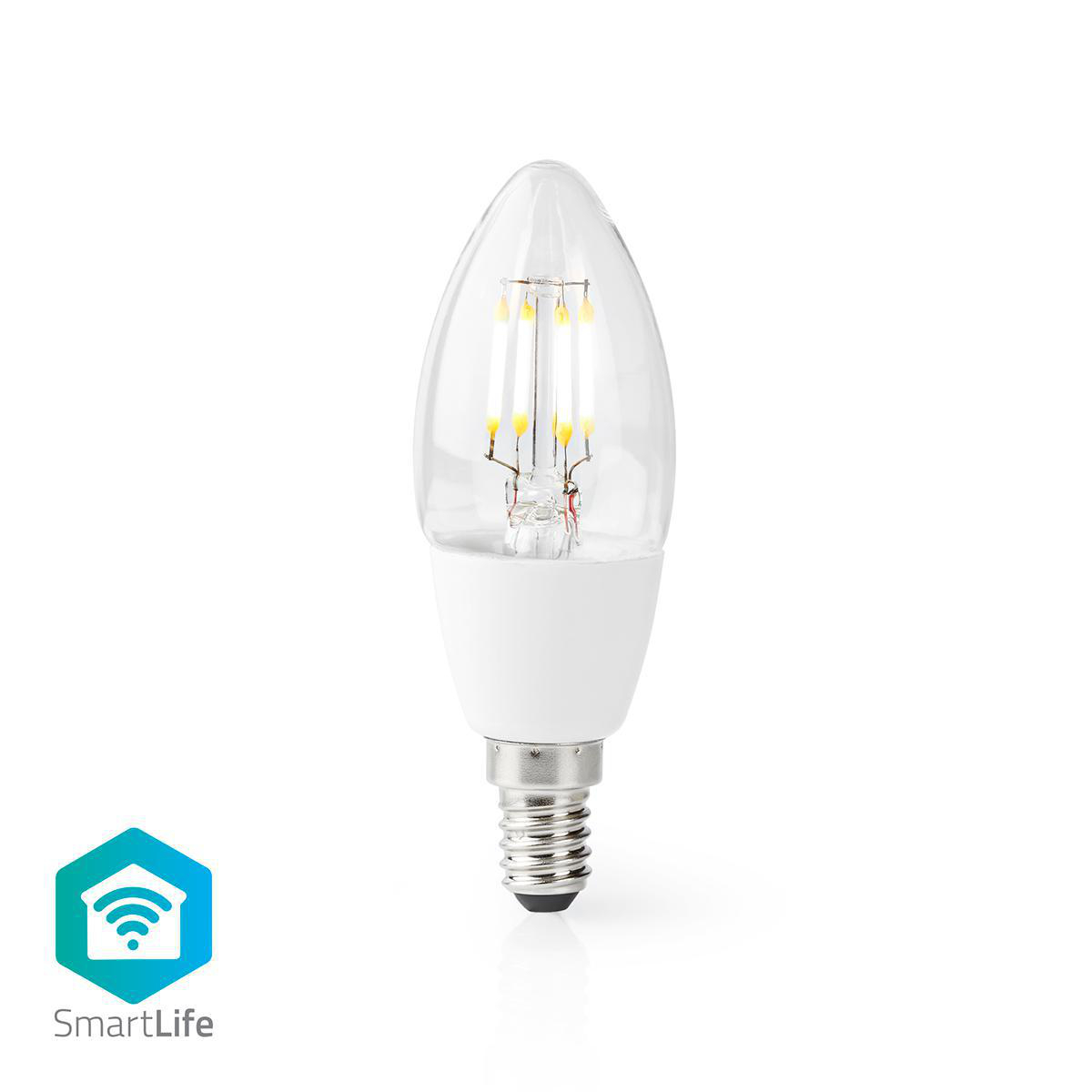 Nedis WIFILF10WTC37 SmartLife LED Filament Lampe Wi-Fi | E14 | 400 lm | 5 W | Warmweiss | 2700 K 