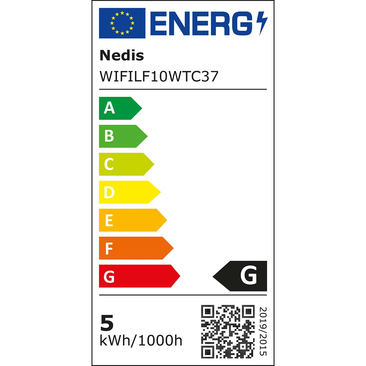 Nedis WIFILF10WTC37 SmartLife LED Filament Lampe Wi-Fi | E14 | 400 lm | 5 W | Warmweiss | 2700 K 