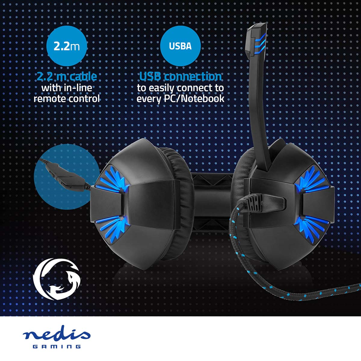 Nedis GHST250BK Gaming Headset Über Ohr | Stereo | USB Type-A / 2x 3.5 mm