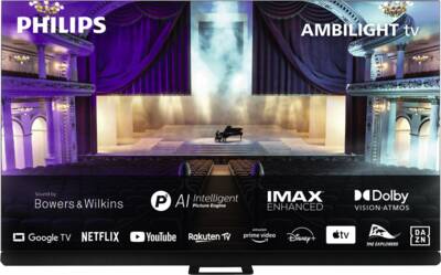 Philips 65OLED908/12 4K-Fernseher OLED+ 4K UHD, HDR, Smart TV Ambilight, Dolby Atmos, 120 Hz