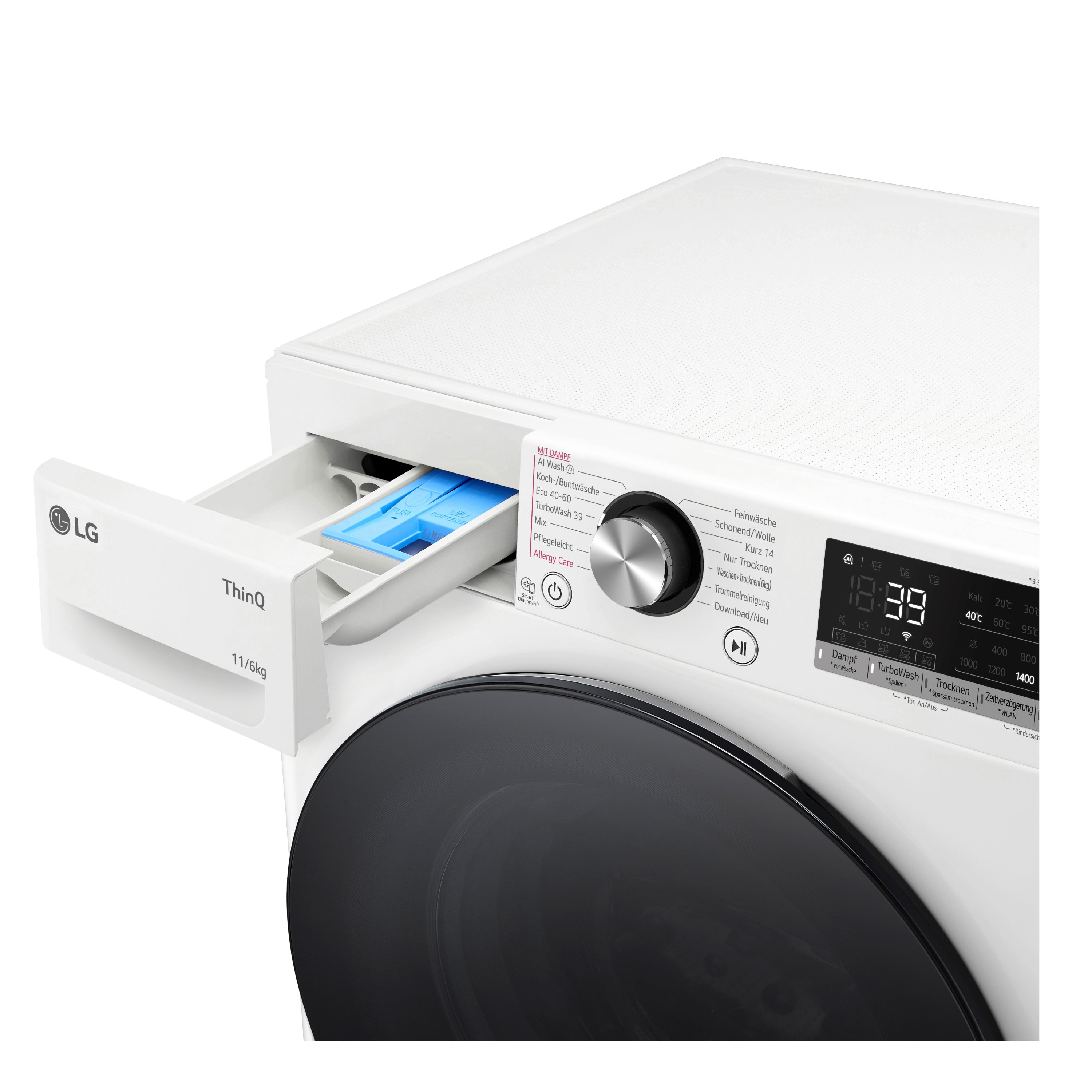 LG W4WR70E6Y Waschtrockner mit AI DD | 11 KG Waschen   6 KG Trocknen | 1.400 U./Min. | Steam | TurboWash 360° |