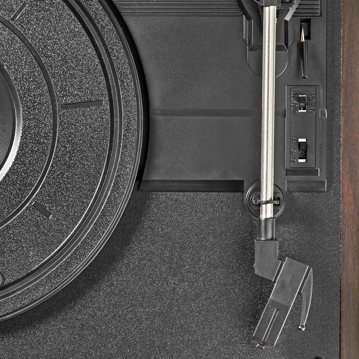 Nedis TURN220BN Plattenspieler 33 / 45 / 78 U/min | Riemenantrieb  1x Stereo RCA | 18 W | Eingebauter (Vor) Verstärker
